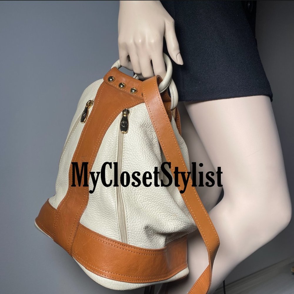 VALENTINA Italy Leather Sling Bucket Bag Backpack